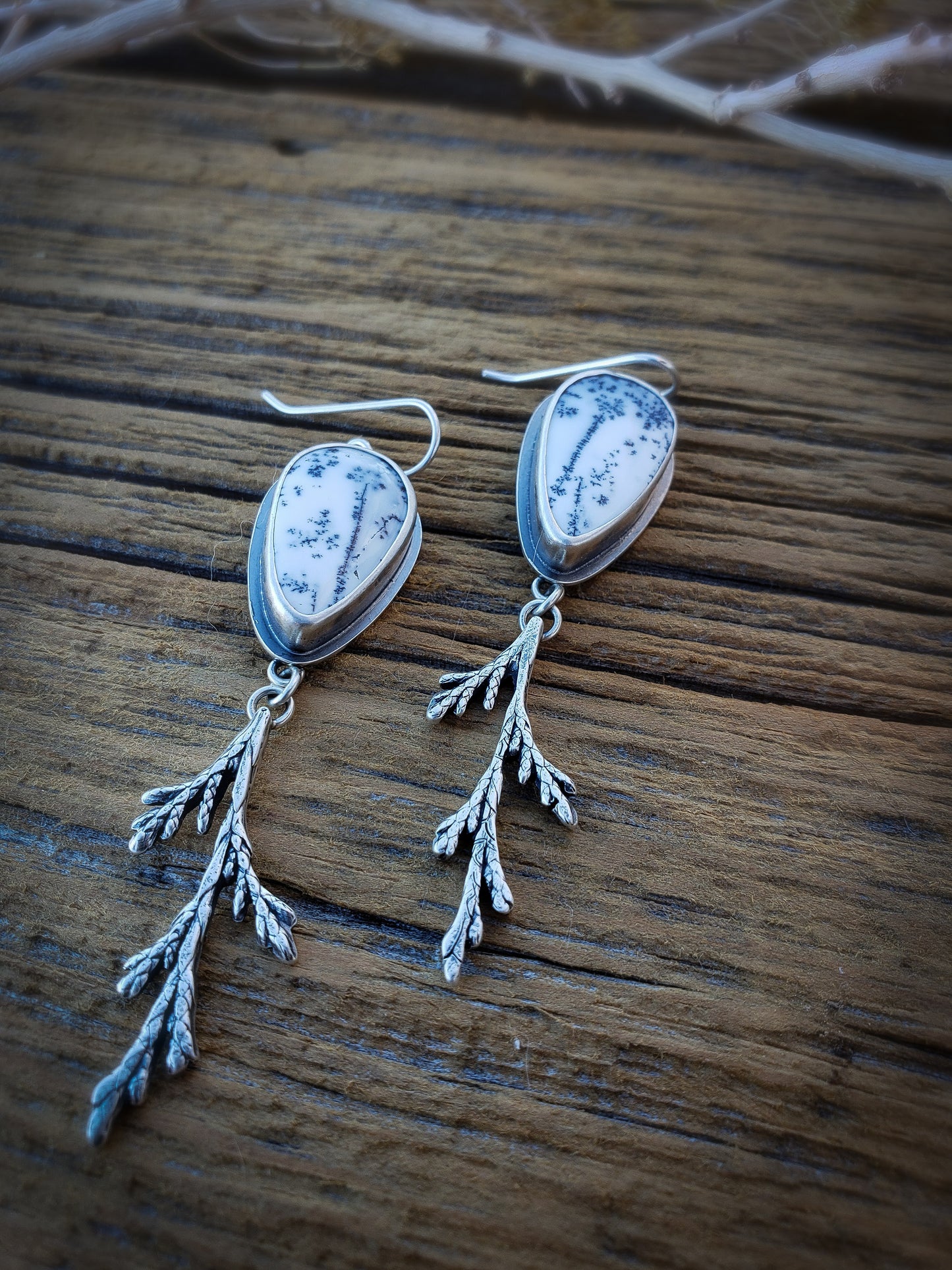Dendritic Opal Juniper Earrings