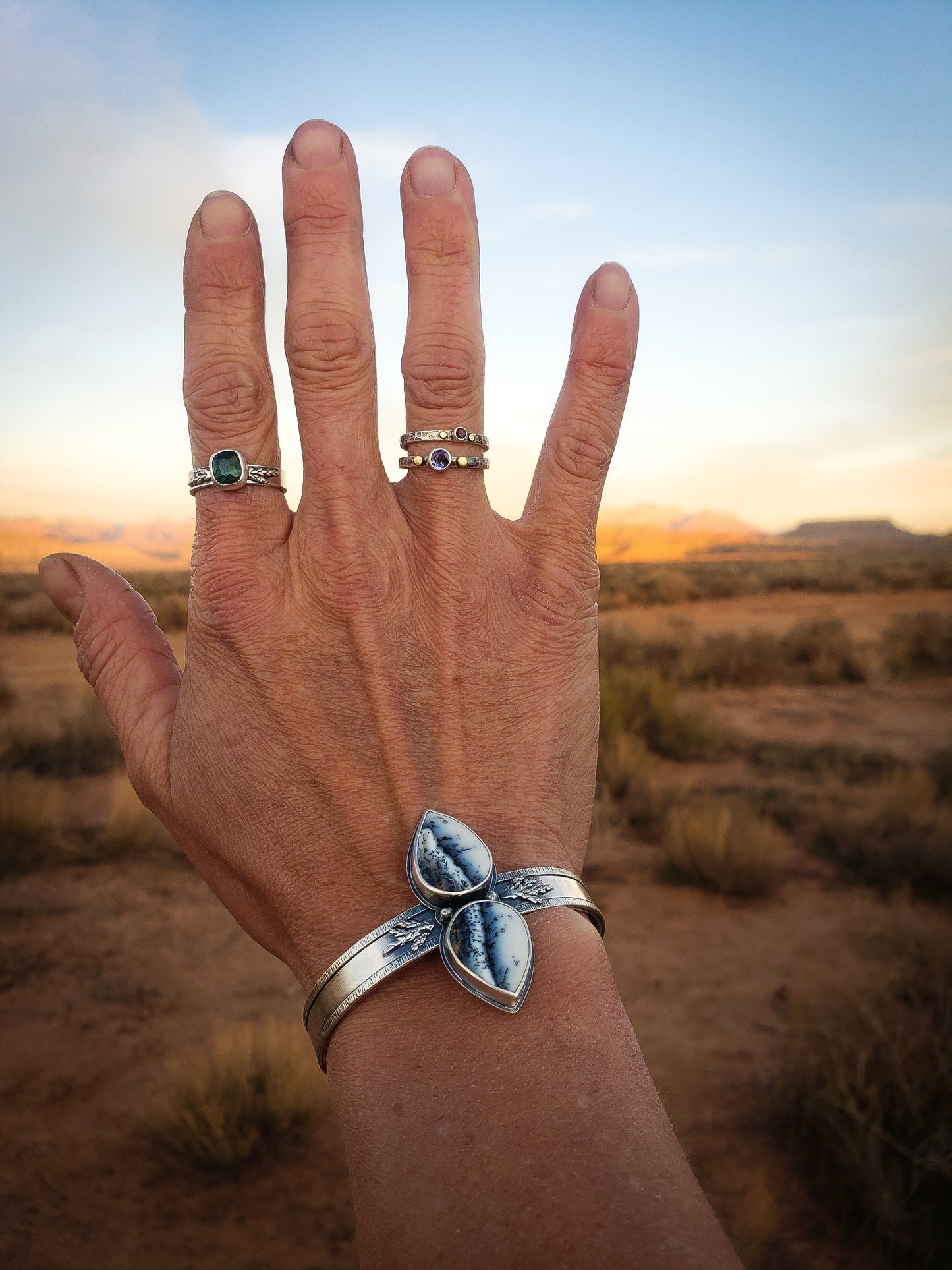 Dendritic Opal Juniper Cuff Bracelet