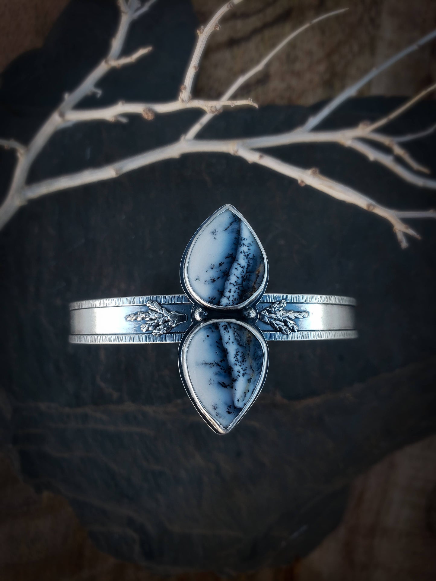 Dendritic Opal Juniper Cuff Bracelet