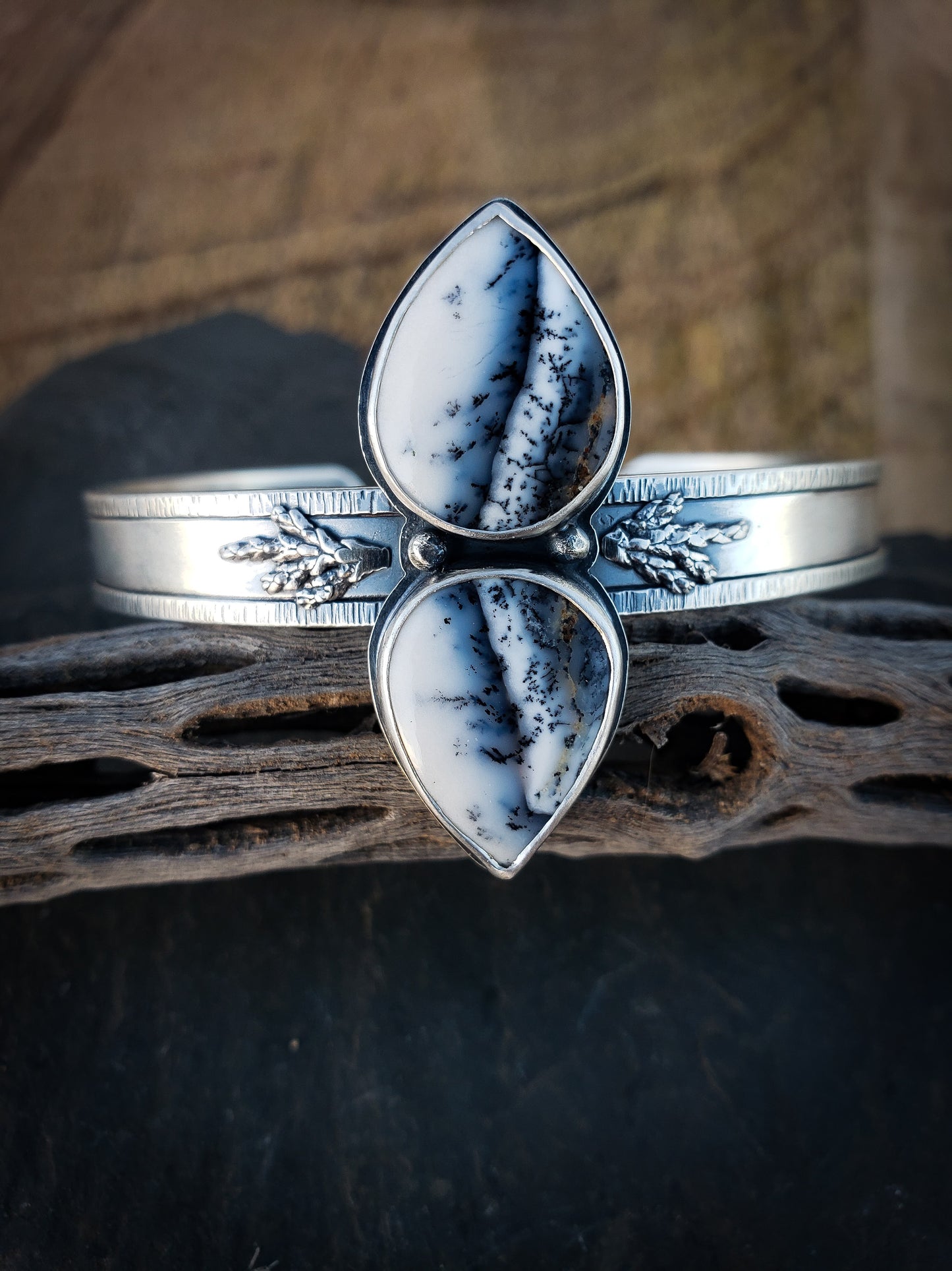 Dendritic Opal Juniper Cuff Bracelet