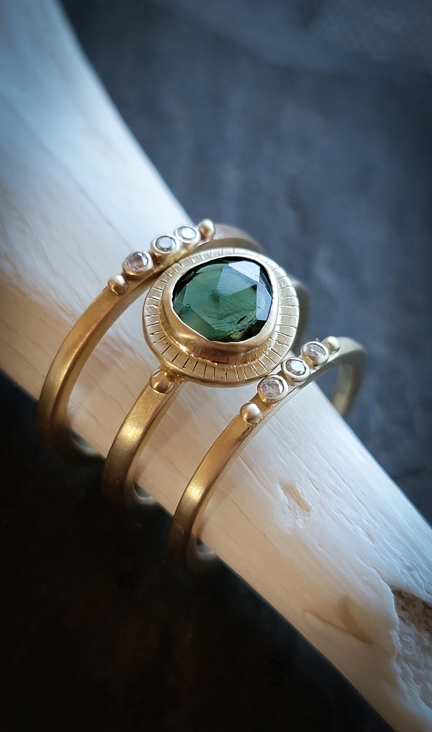 Green Tourmaline Gold Empress Ring