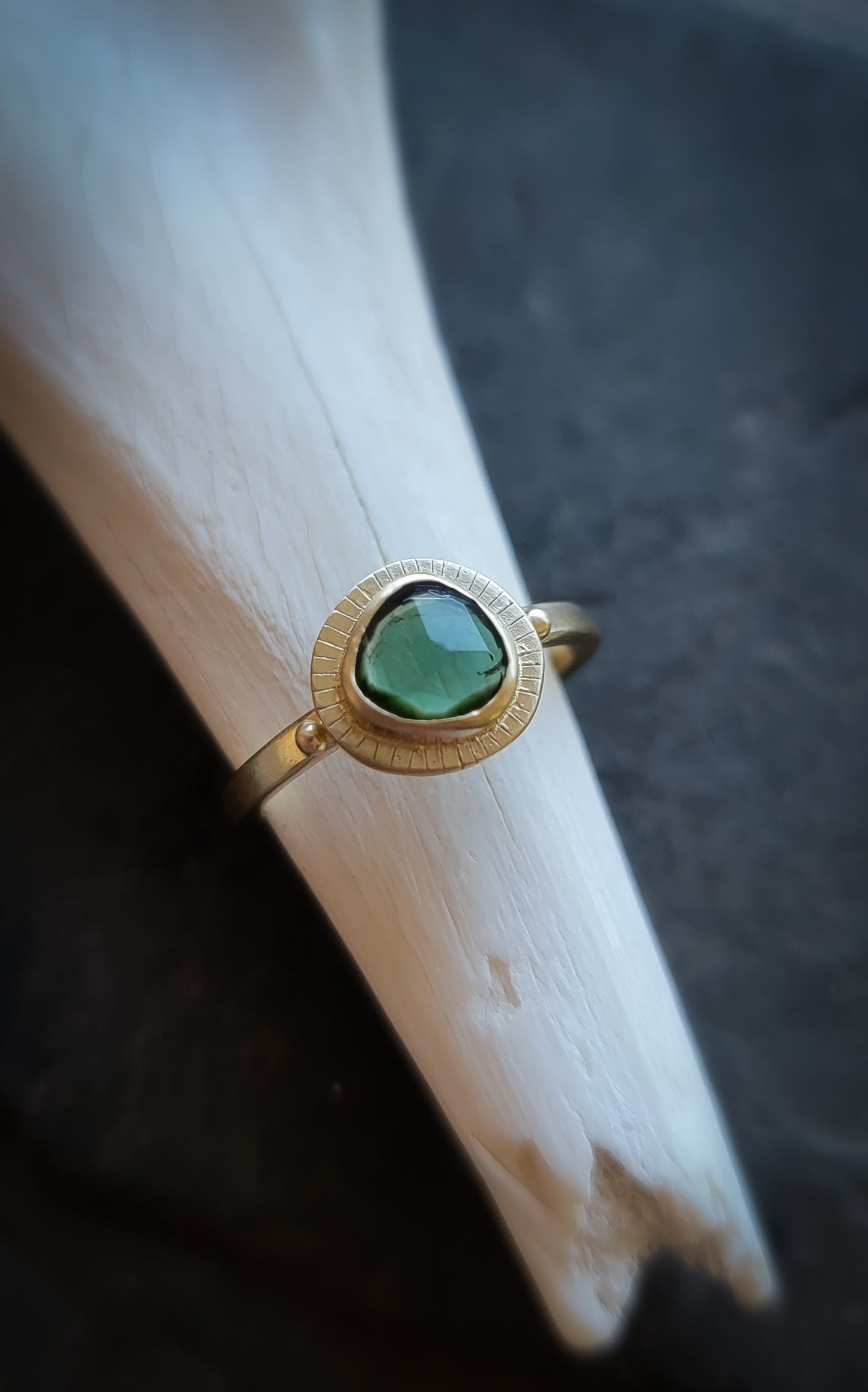 Green Tourmaline Gold Empress Ring