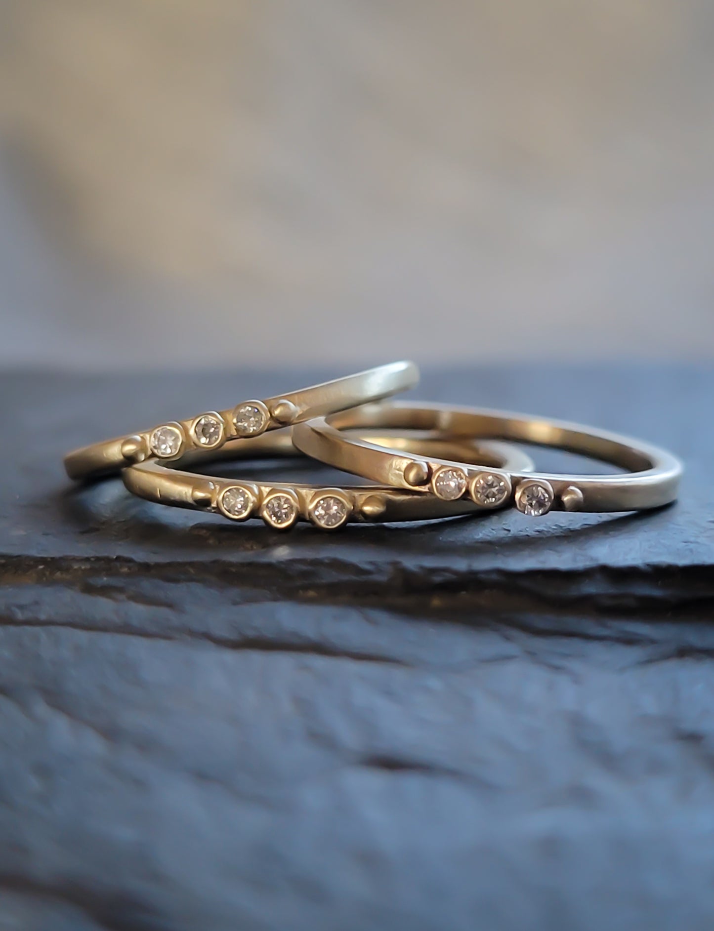 Diamond Trio Gold Stacking Rings