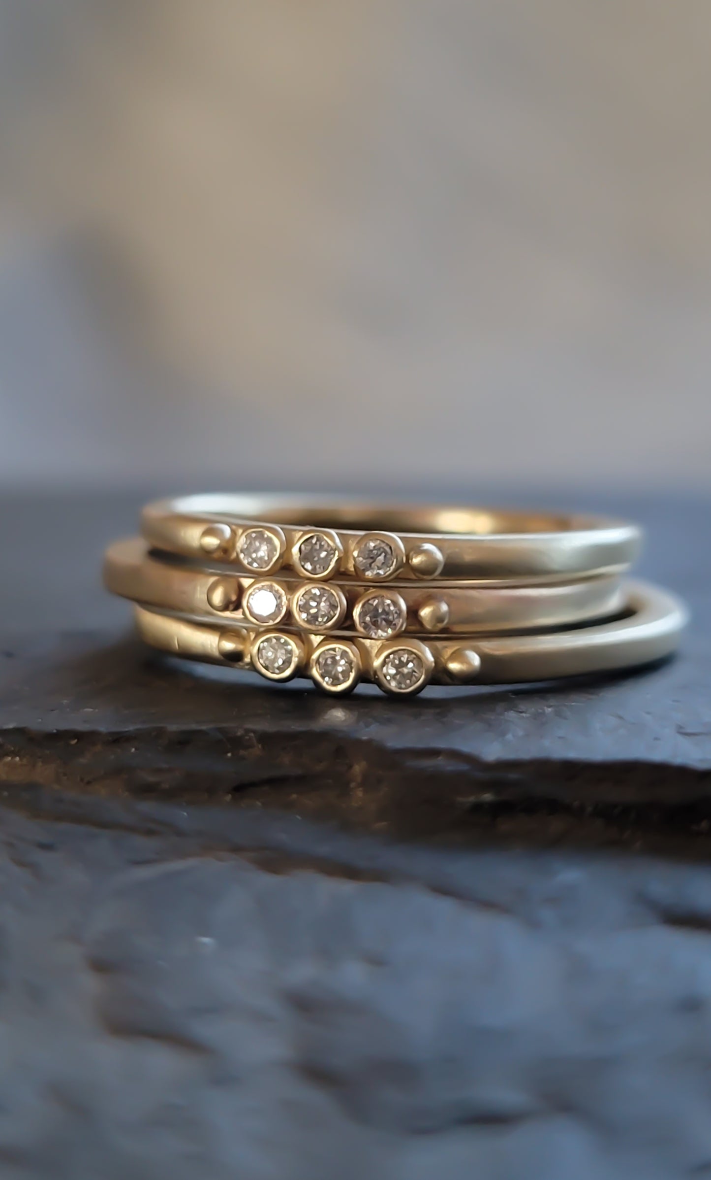 Diamond Trio Gold Stacking Rings