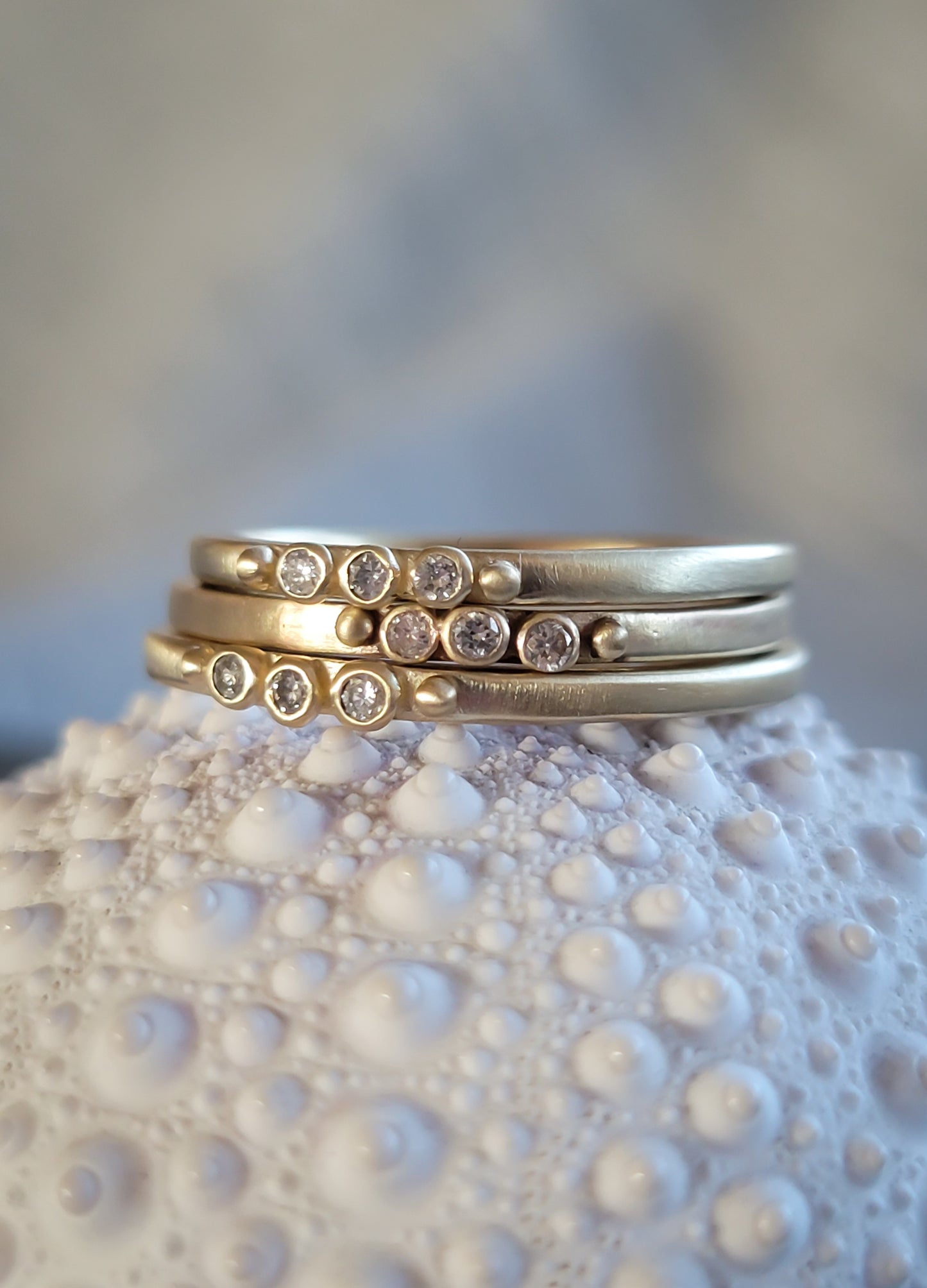 Diamond Trio Gold Stacking Rings