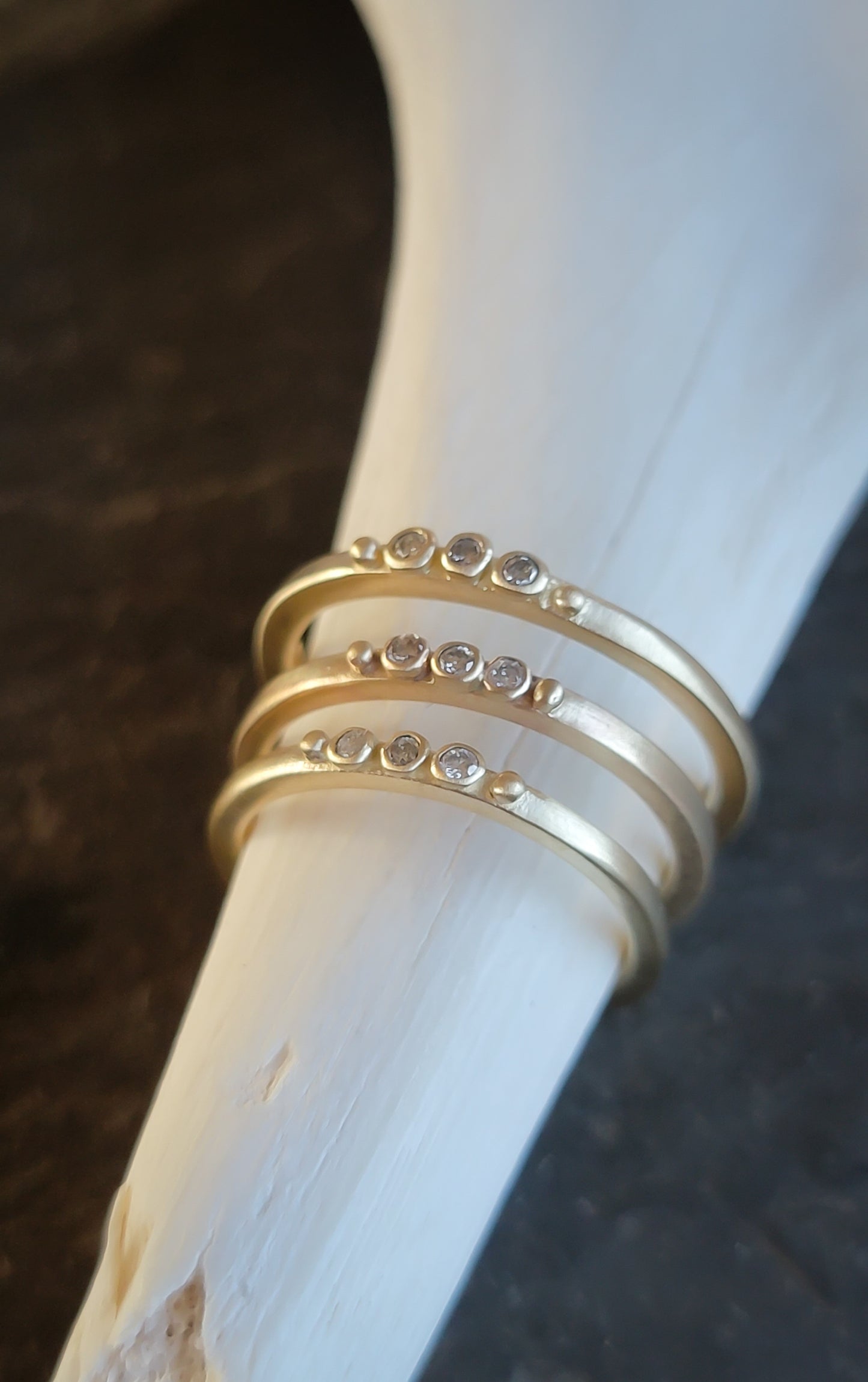 Diamond Trio Gold Stacking Rings