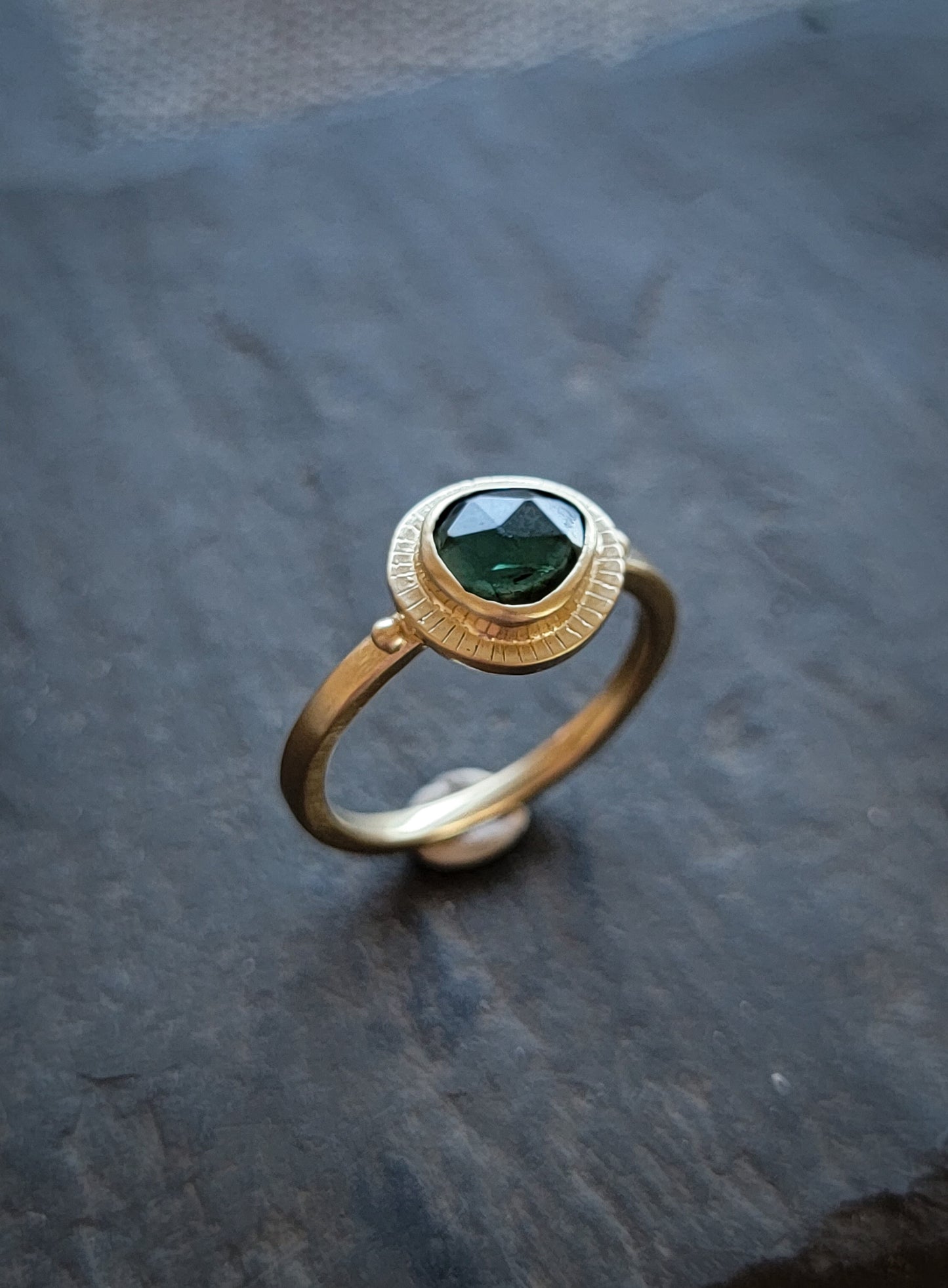 Green Tourmaline Gold Empress Ring