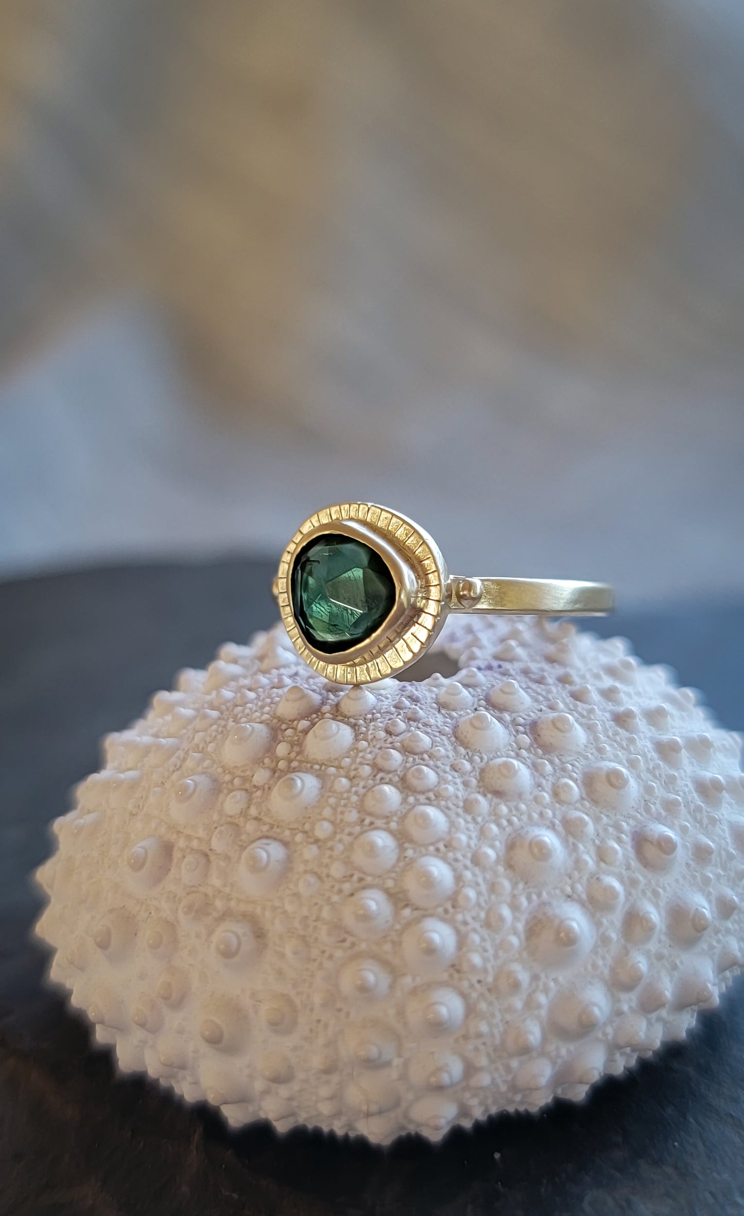 Green Tourmaline Gold Empress Ring