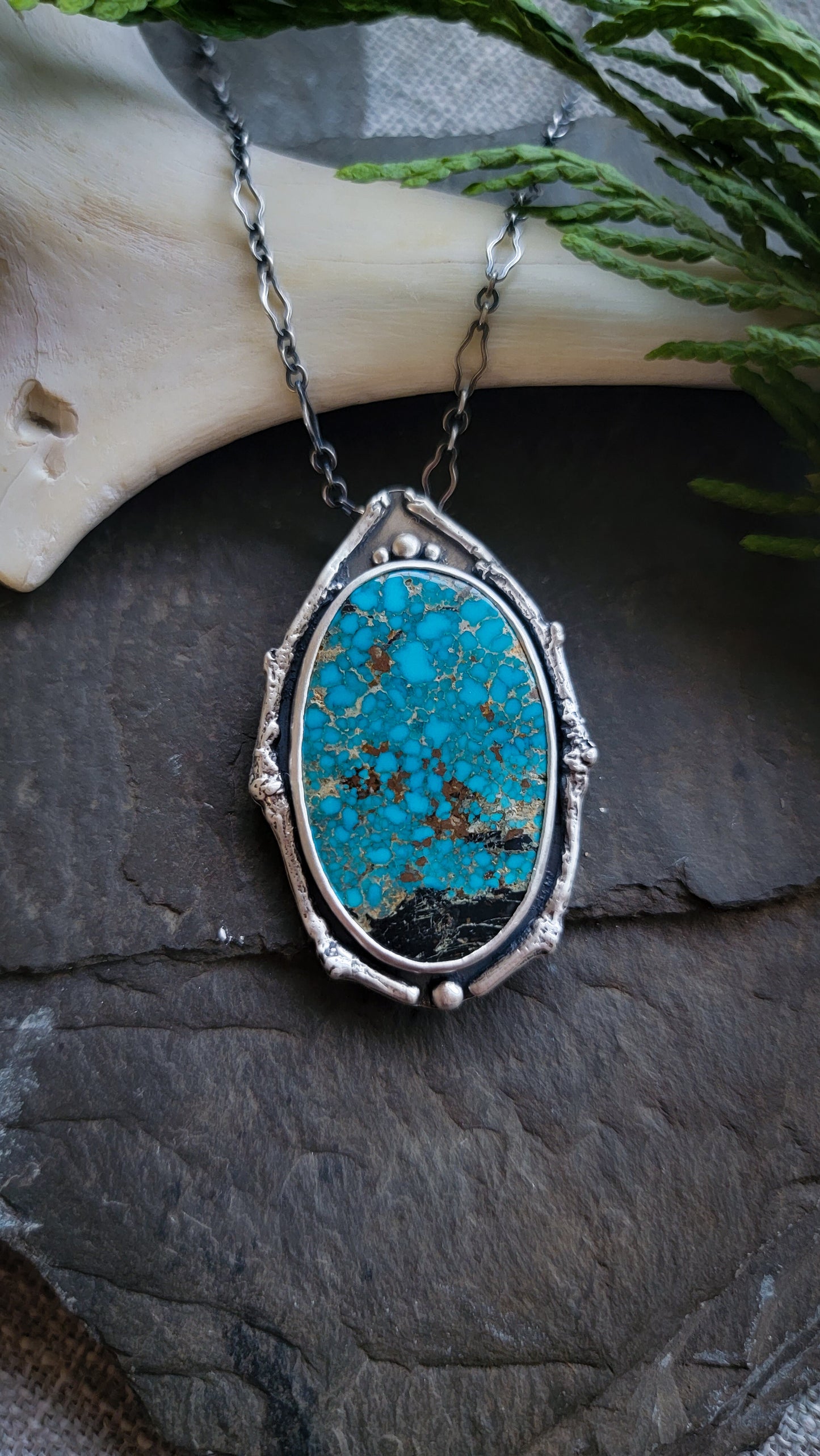 'Winter in the Woods' Widow Maker Turquoise Necklace