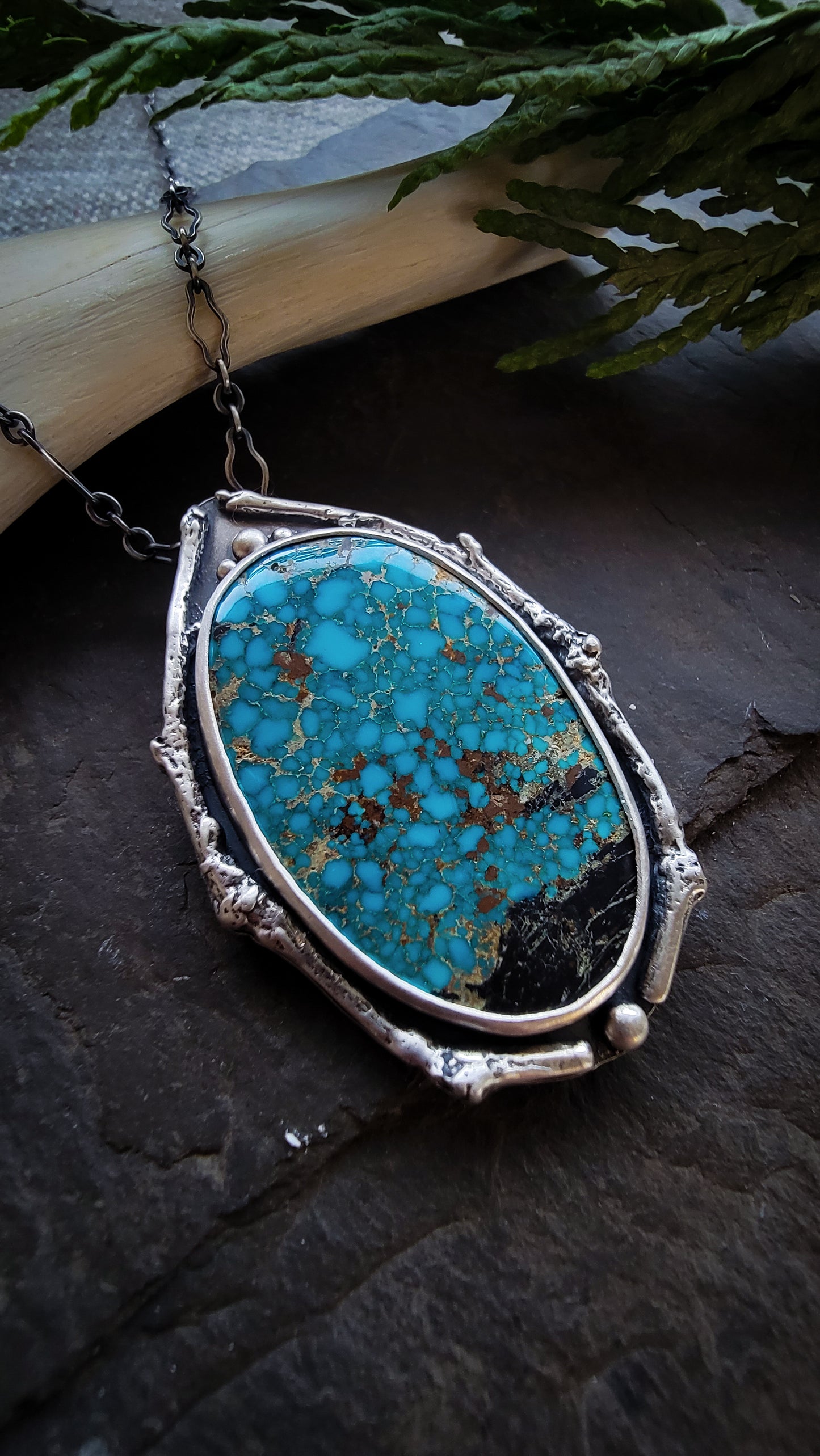 'Winter in the Woods' Widow Maker Turquoise Necklace