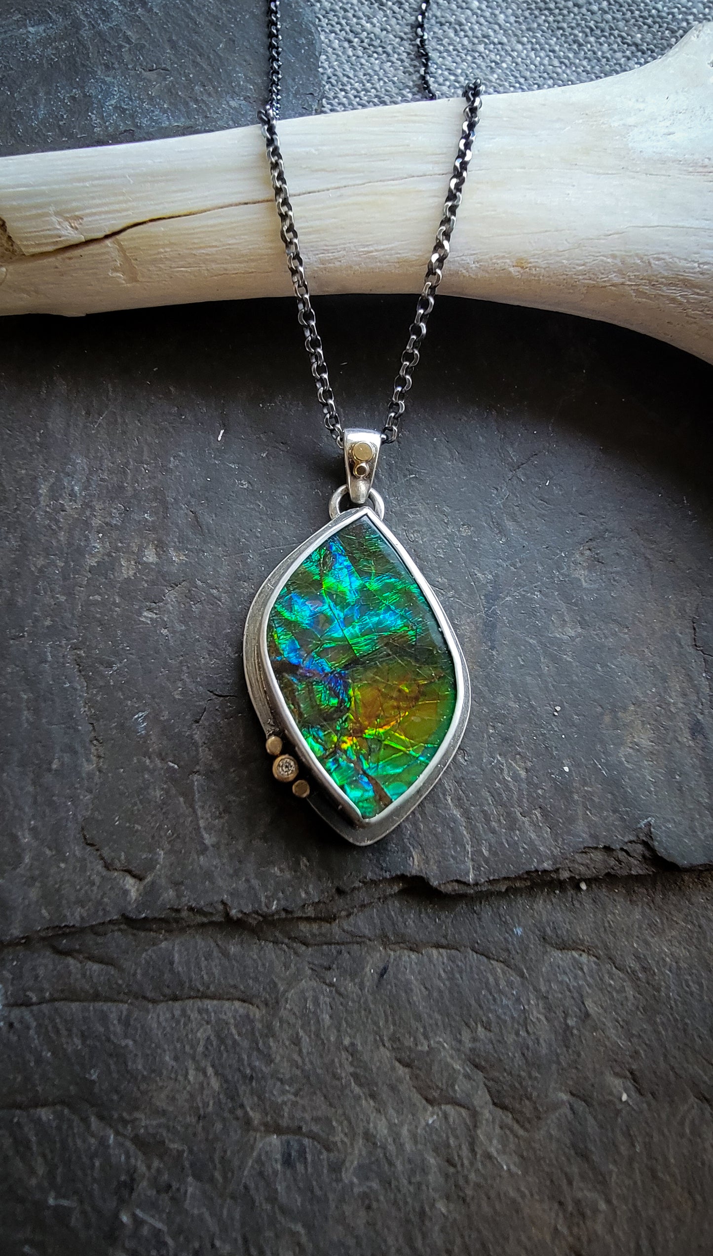 Ammolite and Diamond Necklace