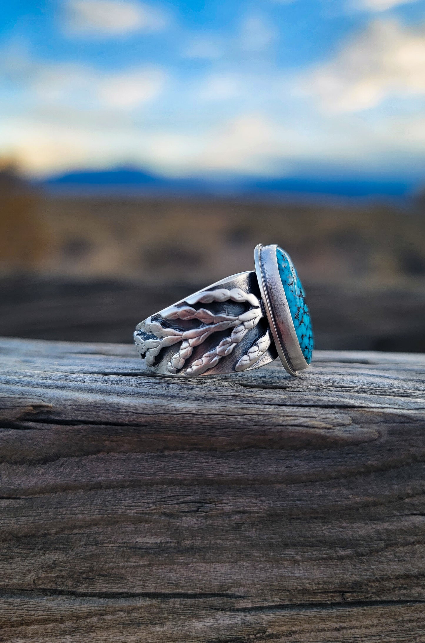 Spiderweb Turquoise Cedar Ring