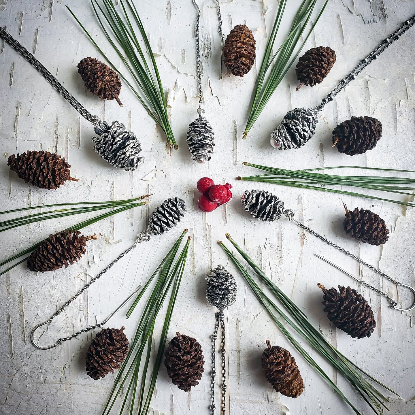 Pine Cone Threader Earrings