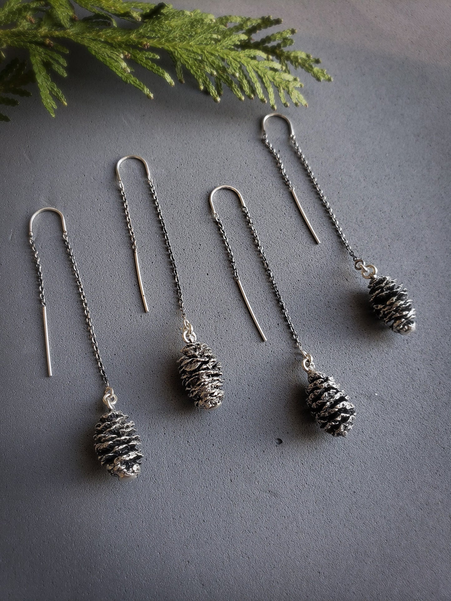 Pine Cone Threader Earrings