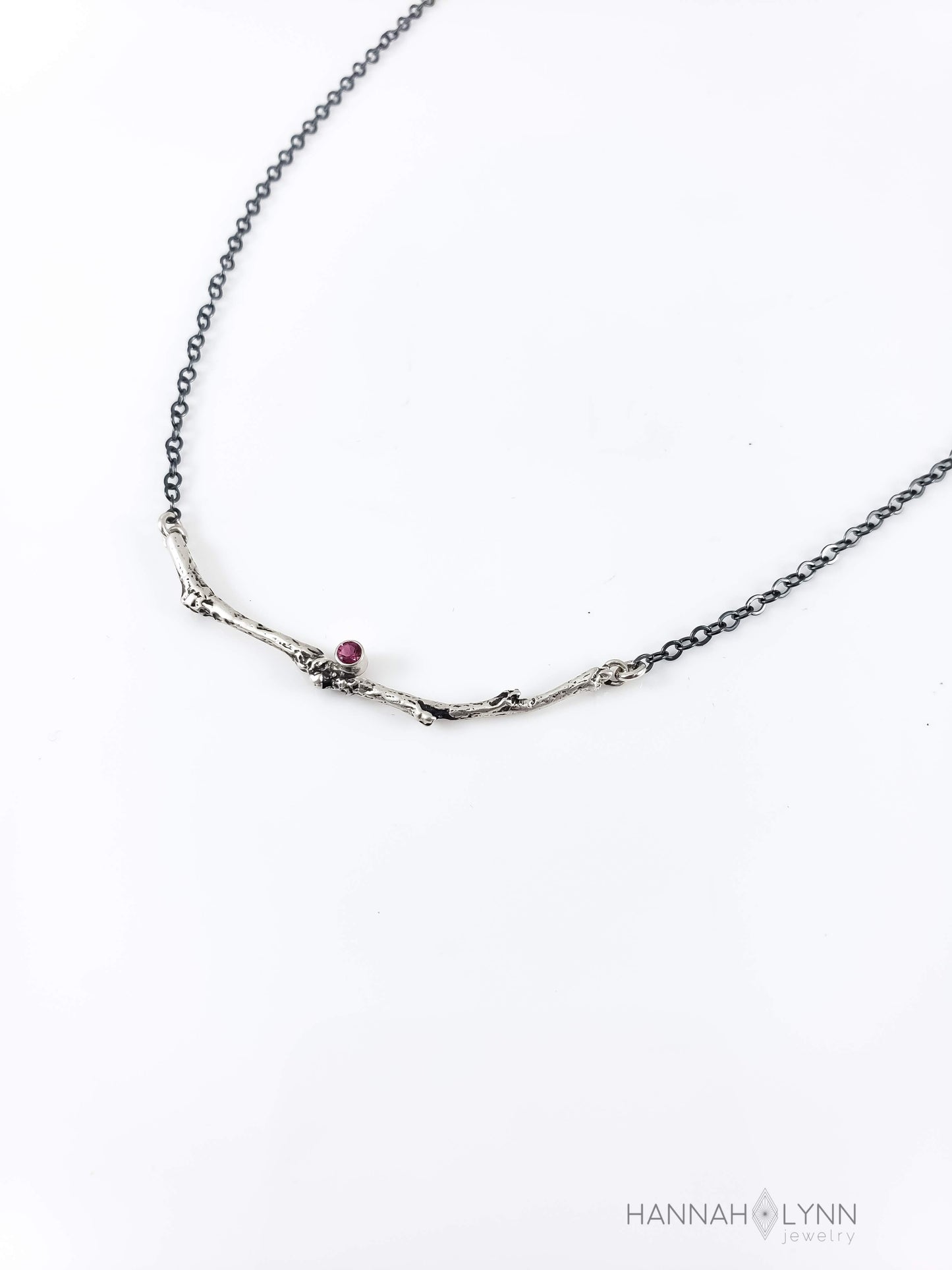 Pink Tourmaline Branch Bar Necklace
