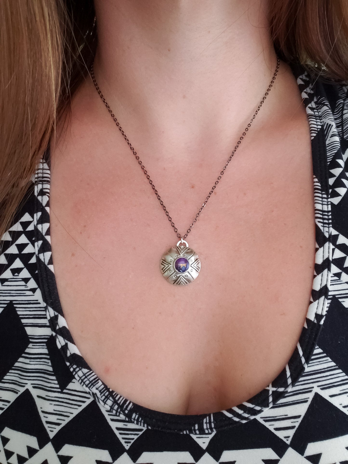 Southwestern Purple Copper Turquoise Necklace