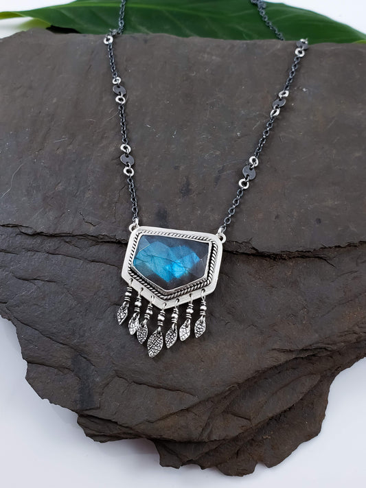Rose Cut Labradorite Fringe Necklace