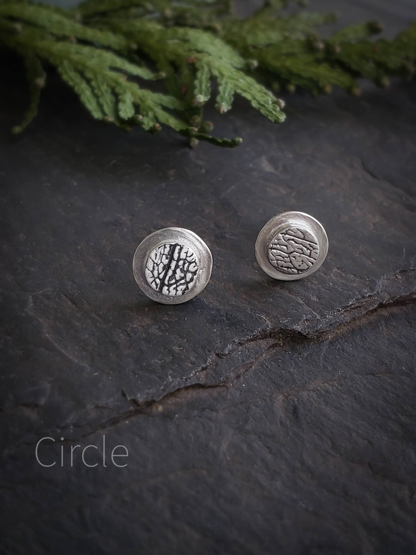 Leaf Textured Geometric Stud Earrings