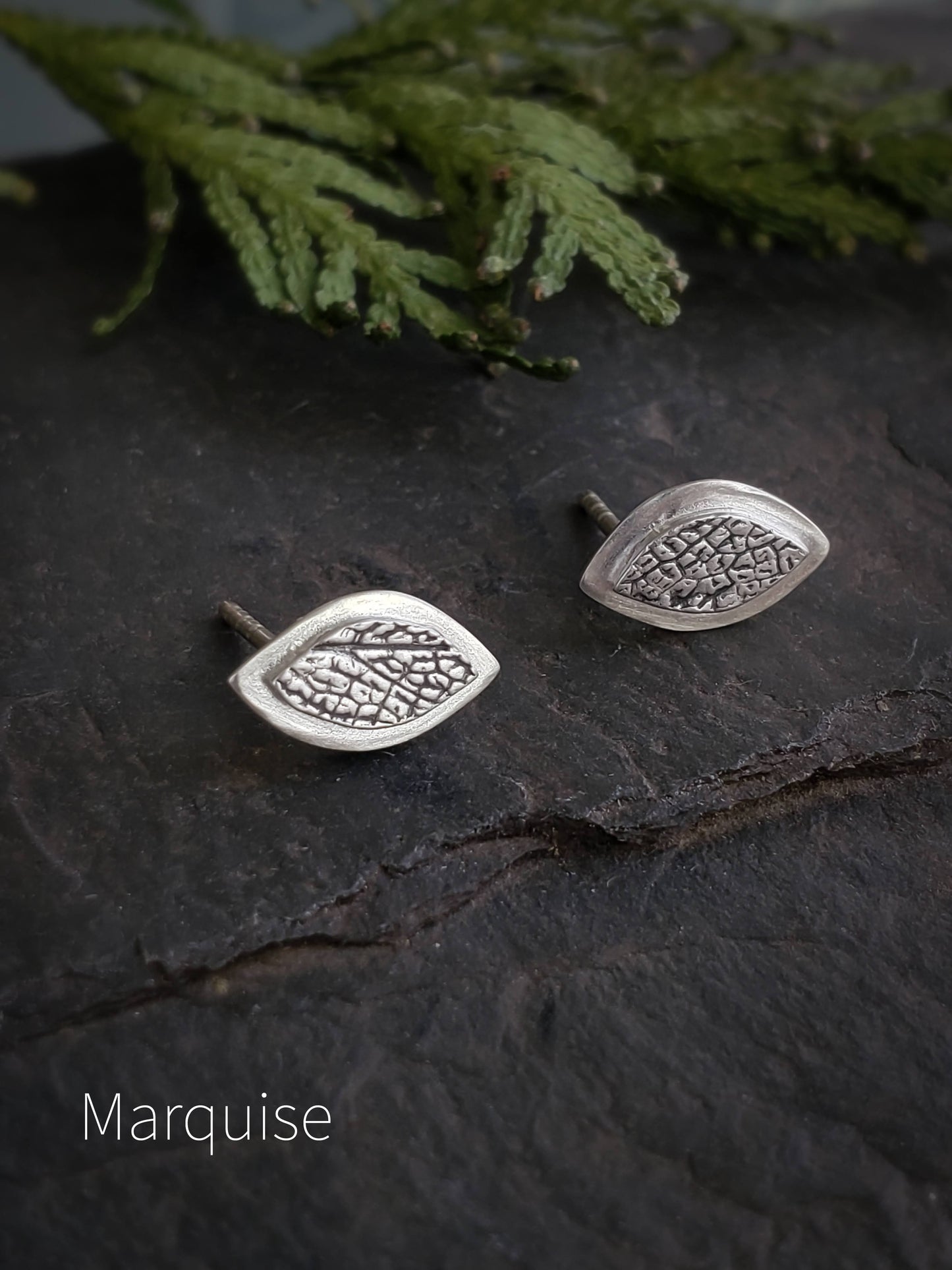 Leaf Textured Geometric Stud Earrings