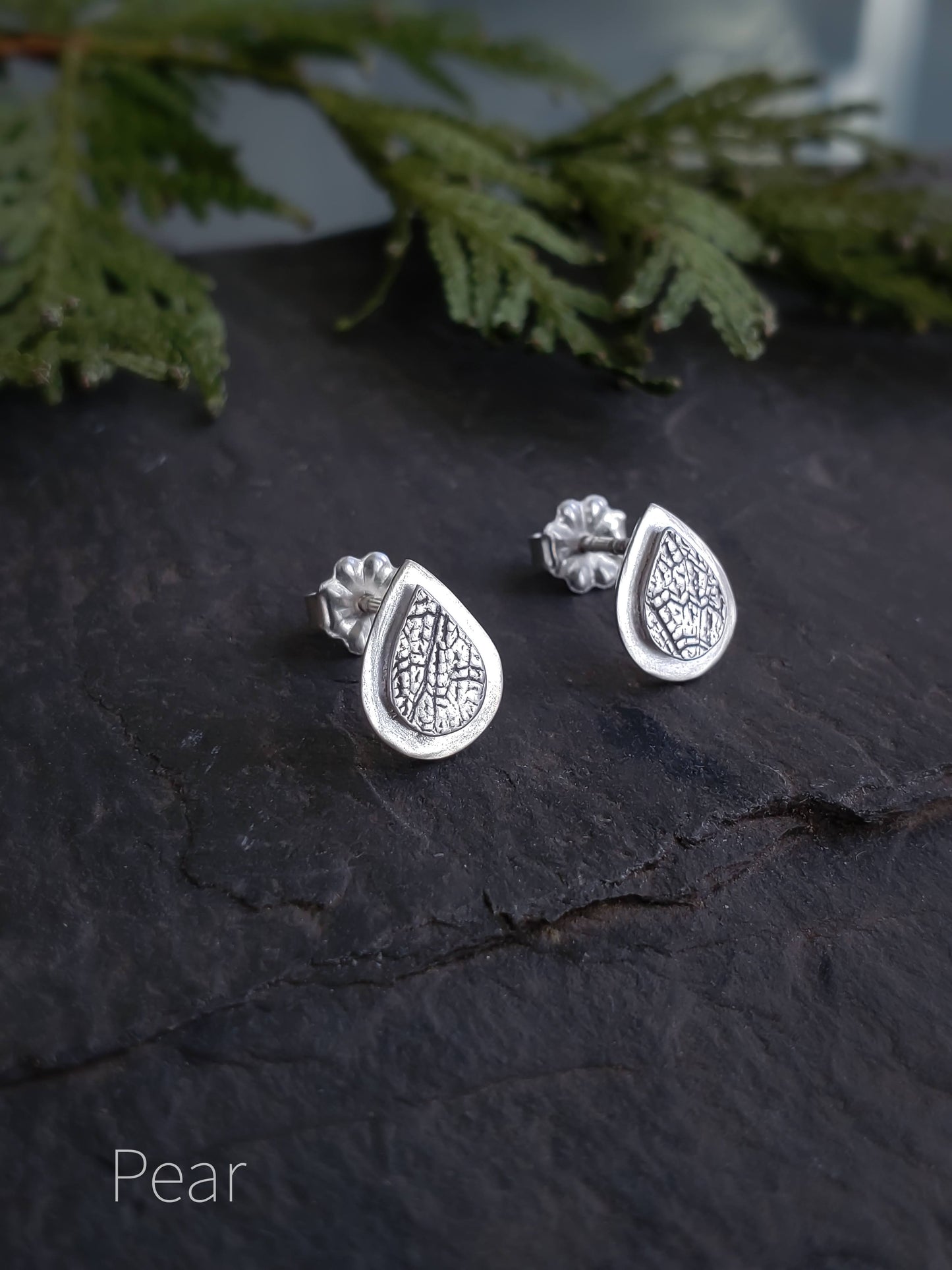 Leaf Textured Geometric Stud Earrings