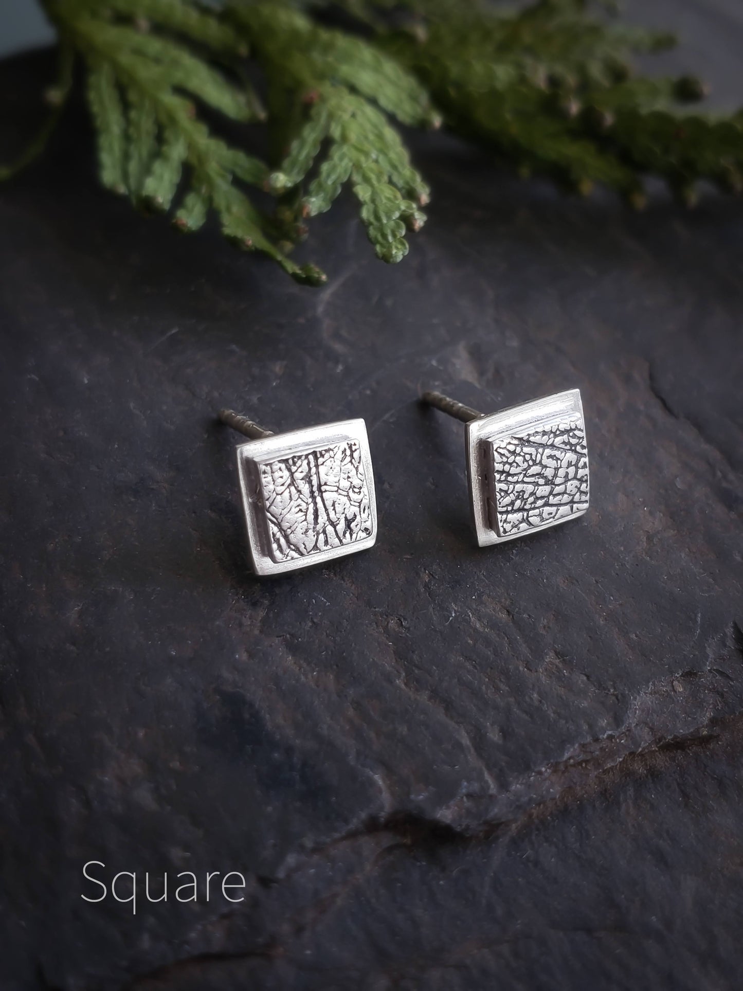 Leaf Textured Geometric Stud Earrings