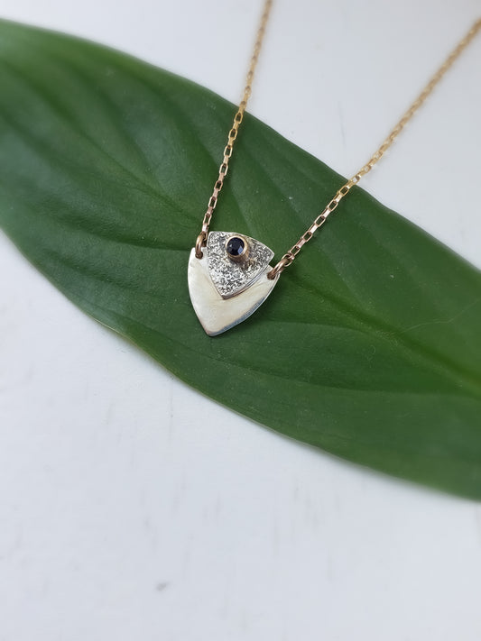 Sapphire Shield Grit Necklace