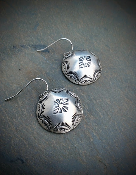 Southwestern Hand Stamped Dome Earrings