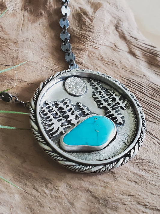 Sleeping Beauty Turquoise Moonlit Lake Necklace