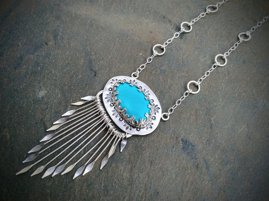 Sleeping Beauty Turquoise Fringe Necklace