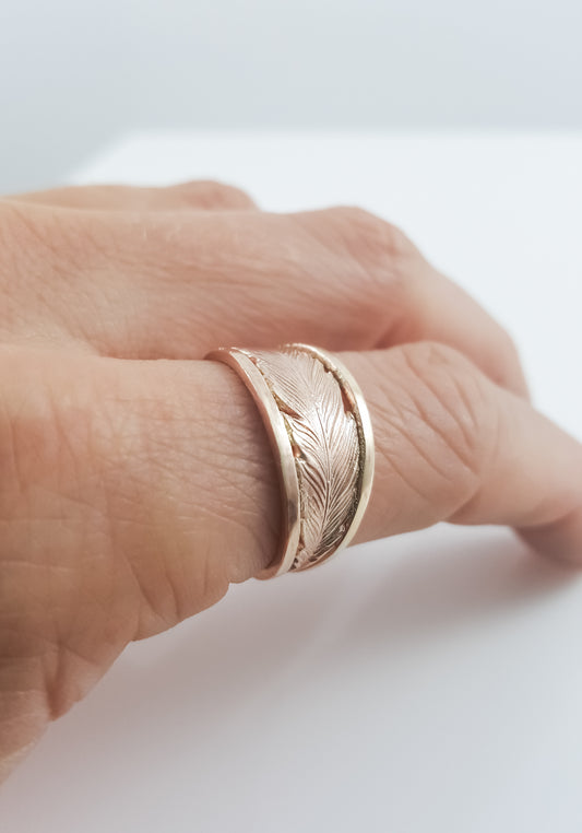 Feather Band Ring - Custom Order