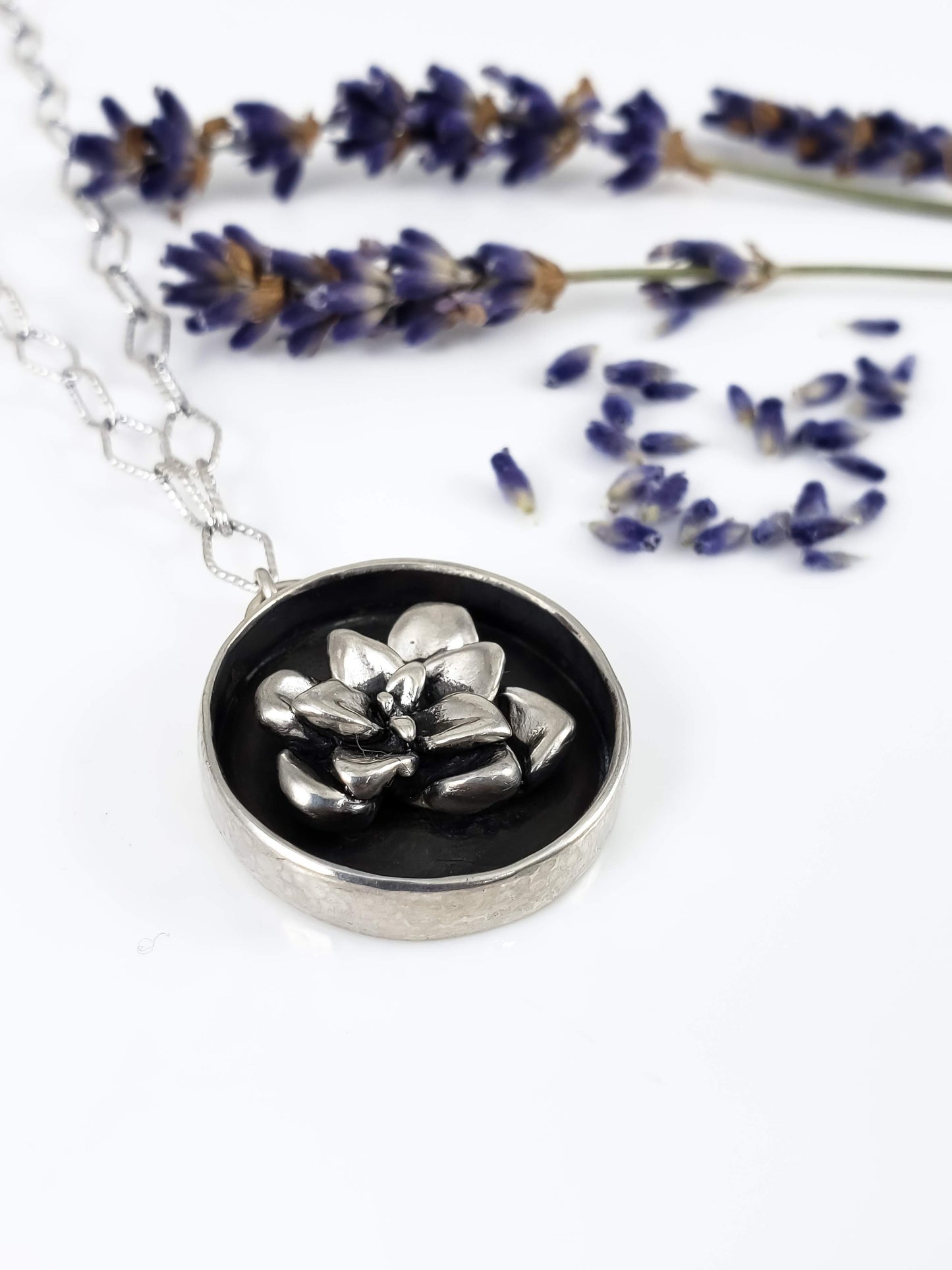 Planted Succulent in Hammered Pot Necklace