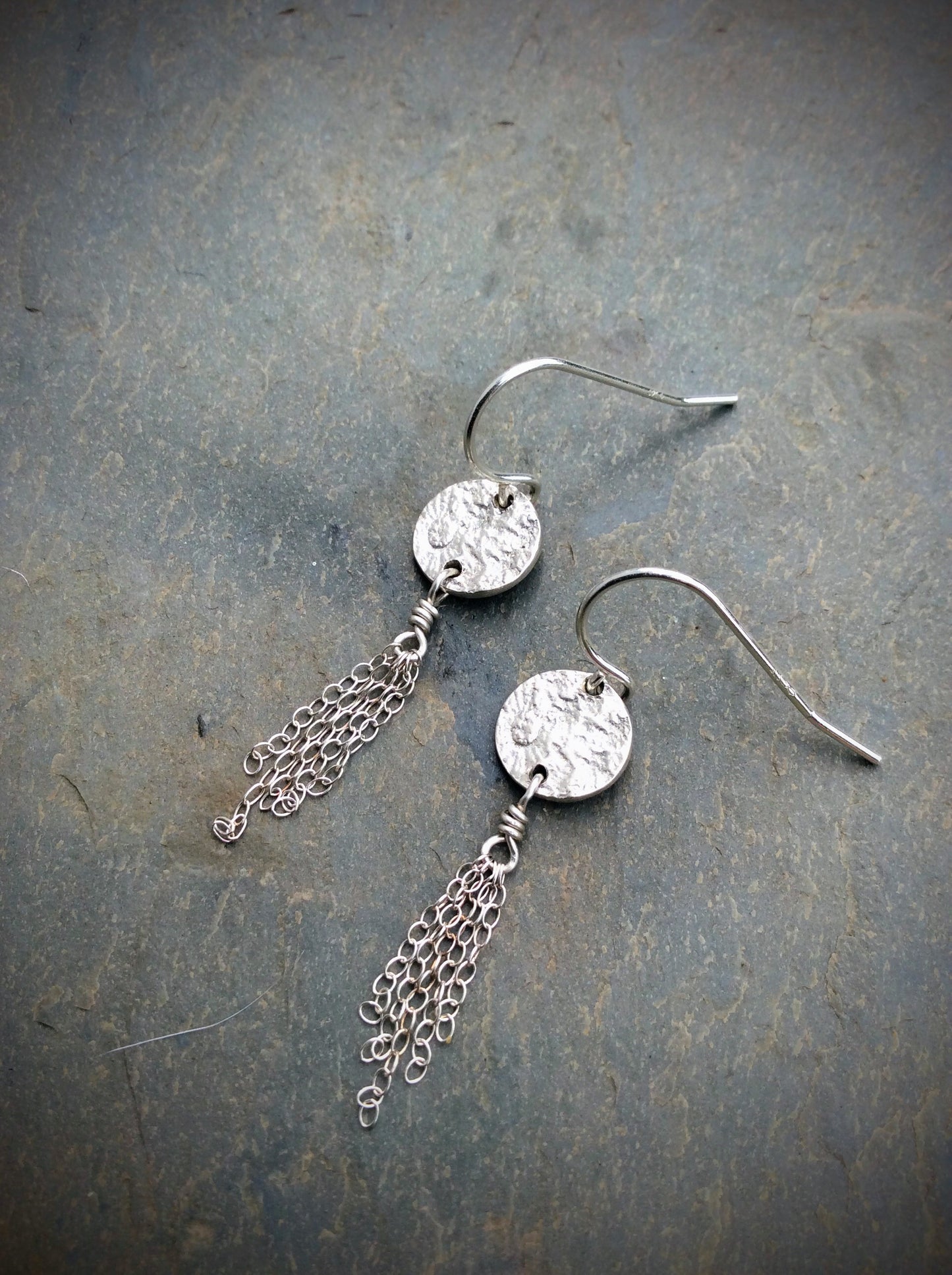 Full Moon Tassel Earrings - Sterling Silver or Bronze with 14 Karart Gold Filled