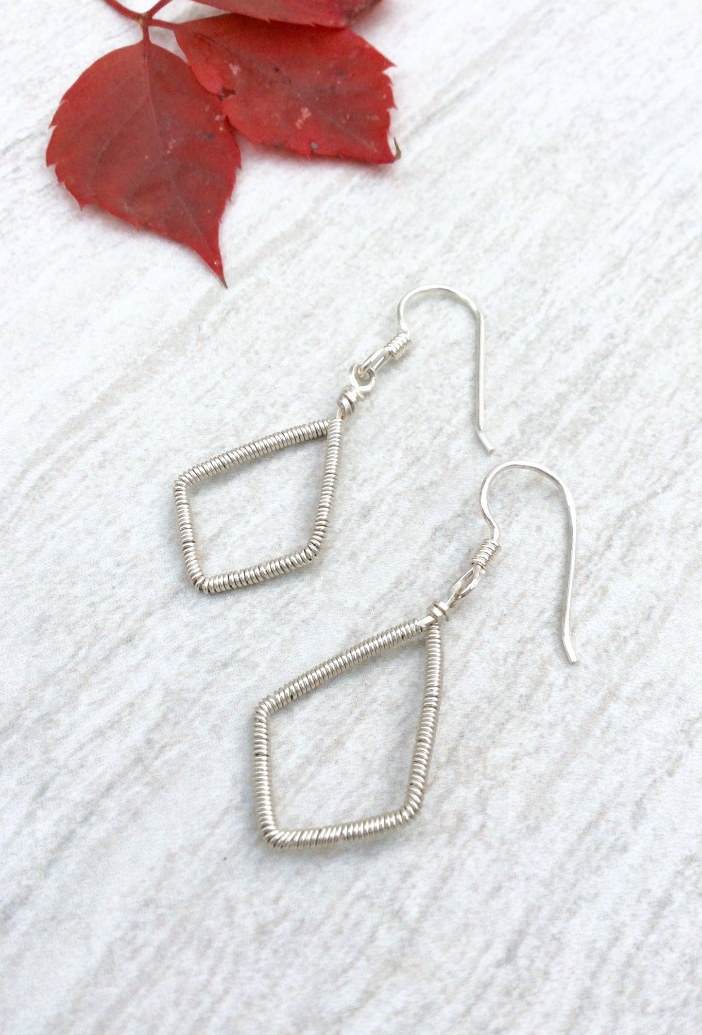 Silver Wire Wrapped Diamond Earrings