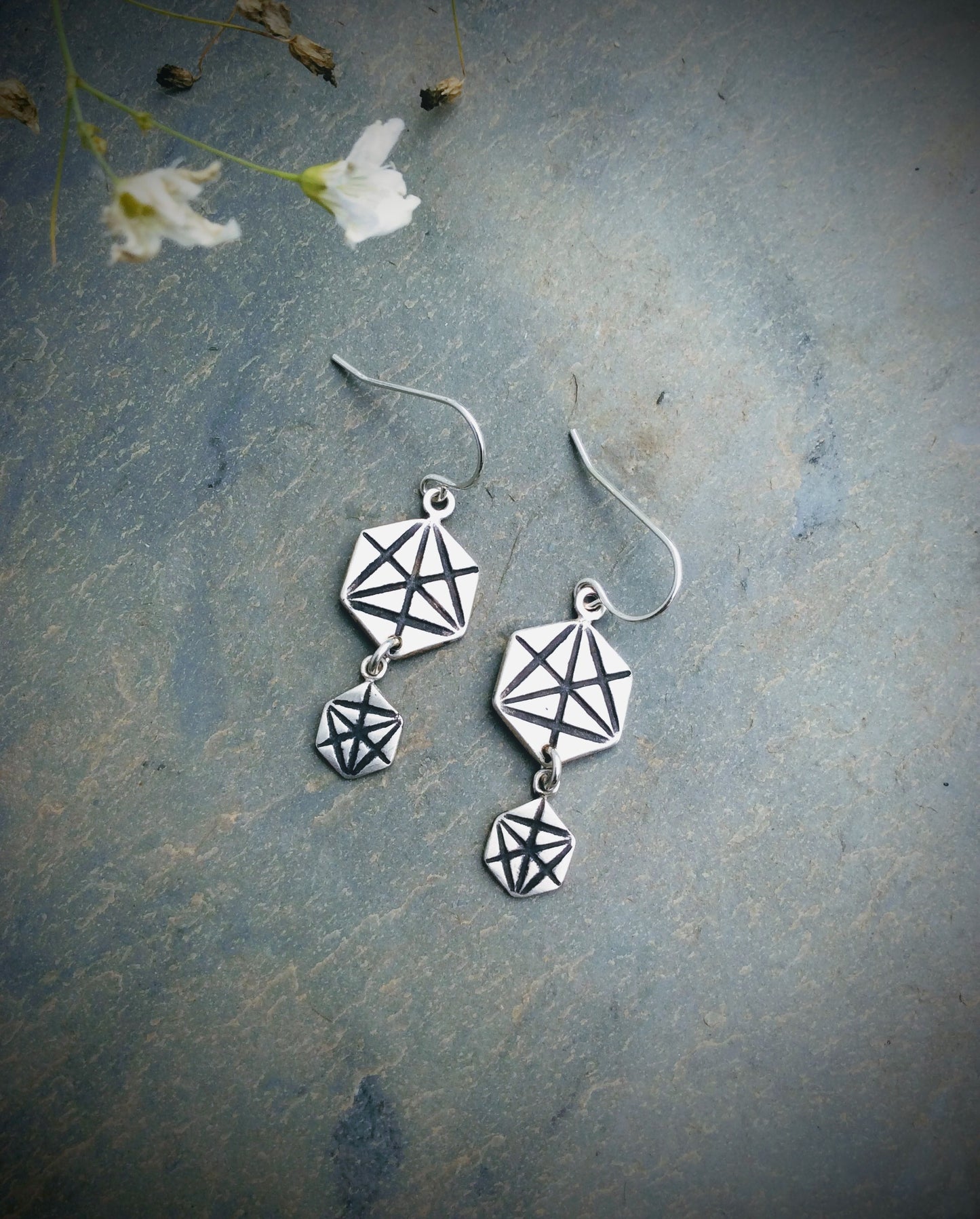 Double Merkaba Drop Earrings    Available in Sterling Silver or Bronze & 14K Gold Filled