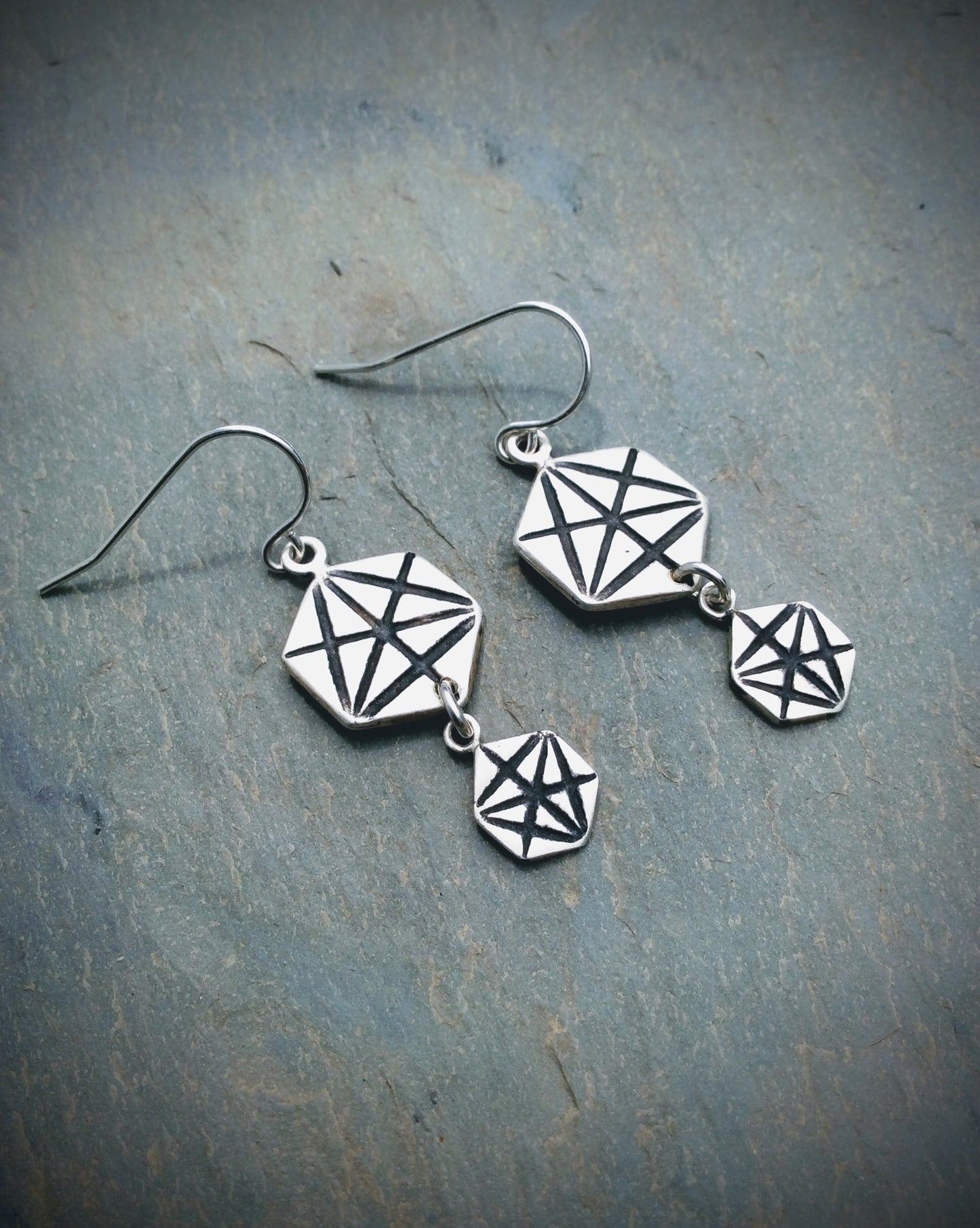Double Merkaba Drop Earrings    Available in Sterling Silver or Bronze & 14K Gold Filled