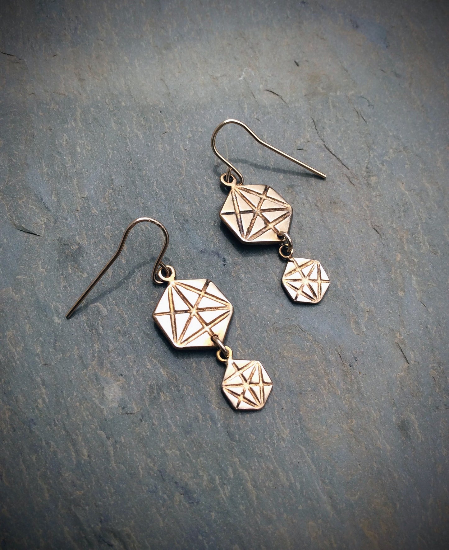 Double Merkaba Drop Earrings    Available in Sterling Silver or Bronze & 14K Gold Filled