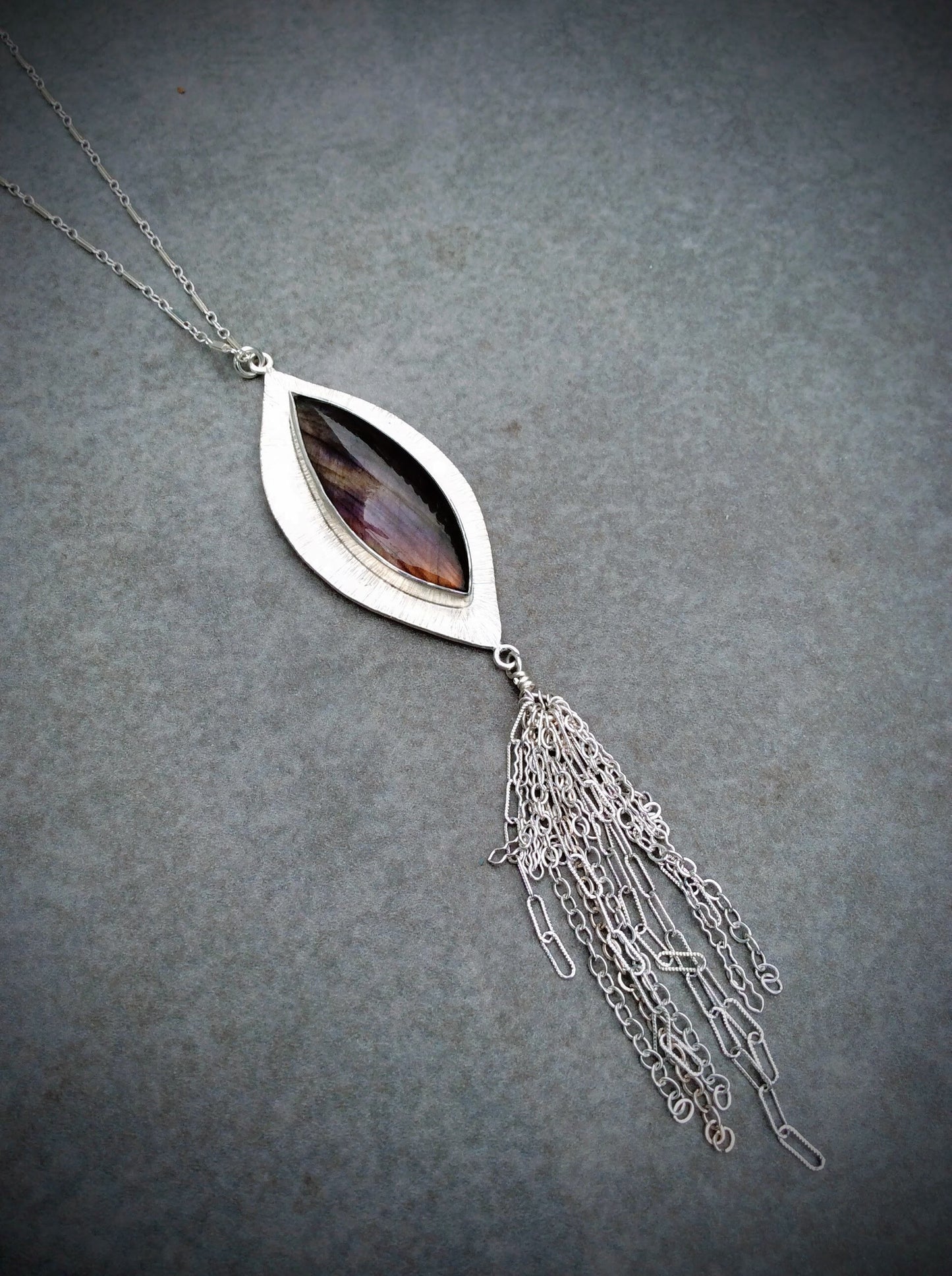 Purple Labradorite Tassel Necklace