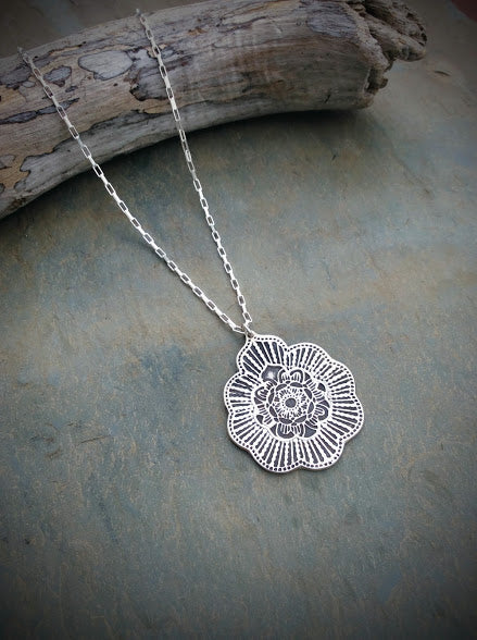 Mandala Burst Necklace Available in Sterling Silver and Bronze