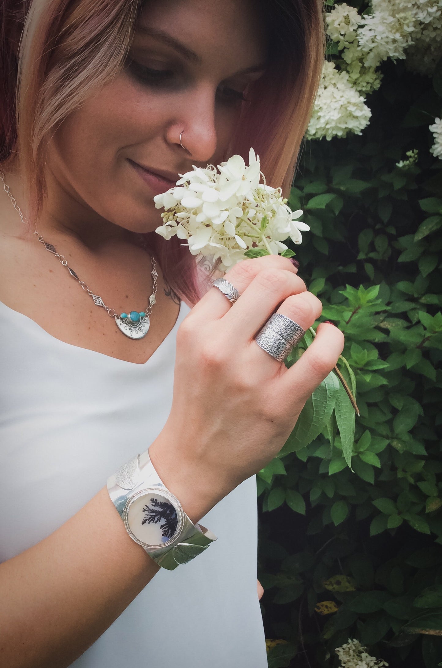 Dendritic Agate Statement Cuff Bracelet