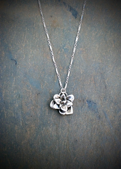 Succulent Flower Necklace   Silver or Bronze & 14k Gold Filled