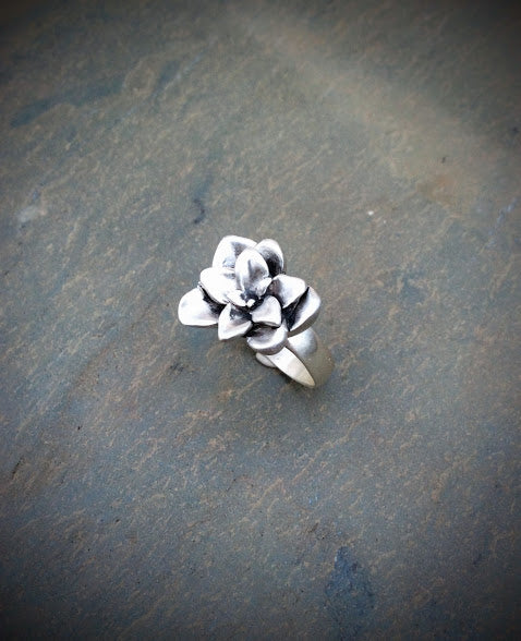Sterling Silver Succulent Flower Ring