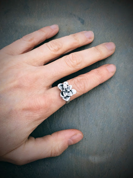 Sterling Silver Succulent Flower Ring