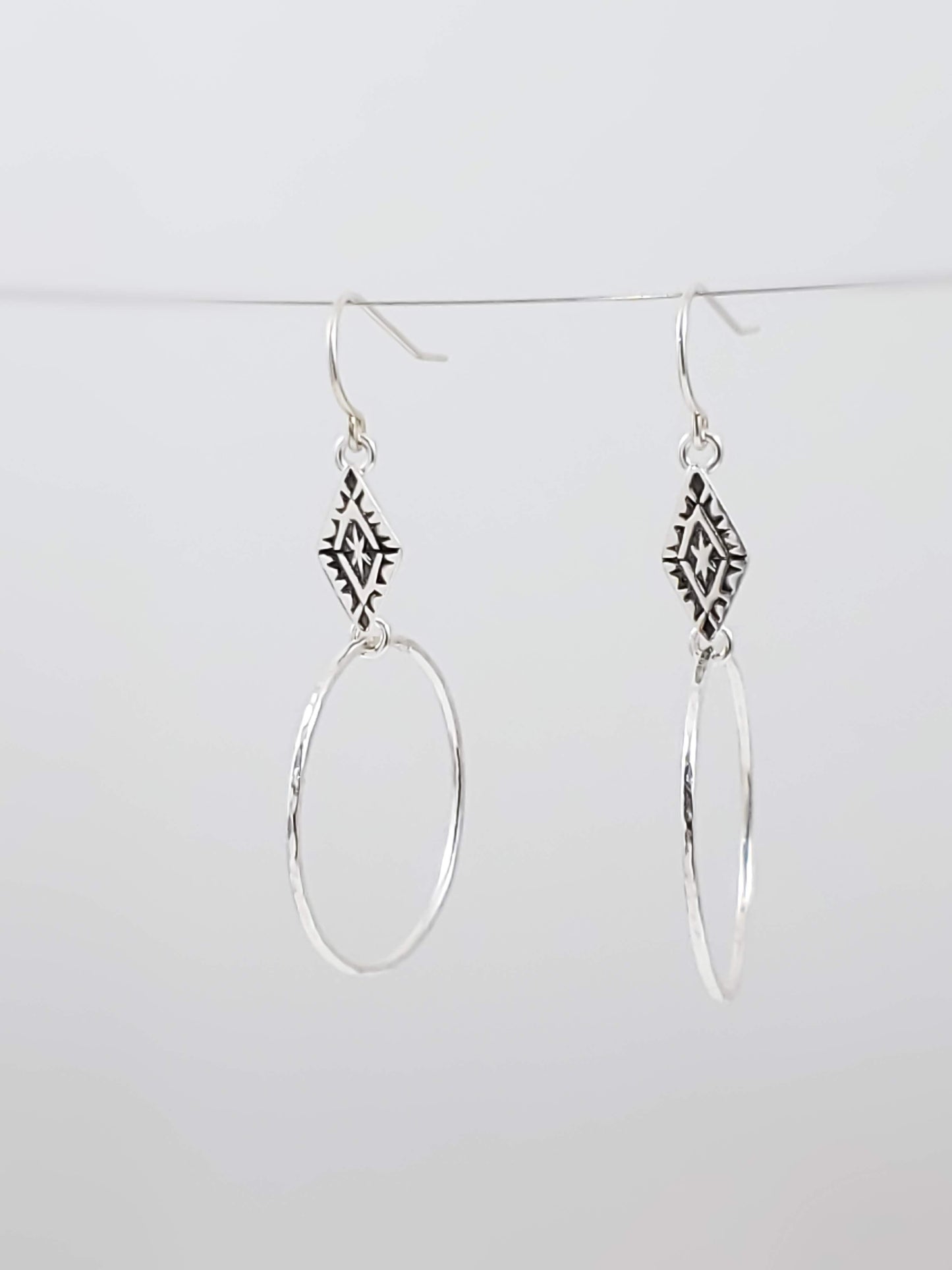 Southwestern Diamond Sterling Silver Hoop Earrings