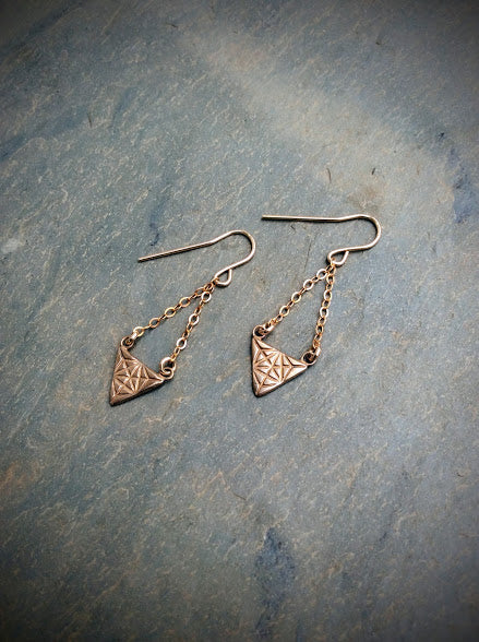 Sacred Geometry Triangle Merkaba Earrings Sterling Silver or Bronze & 14k Gold Filled